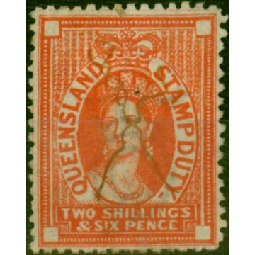 Queensland 1871 2s6d Brick-Red SGF20 Fine Used Pen Cancel