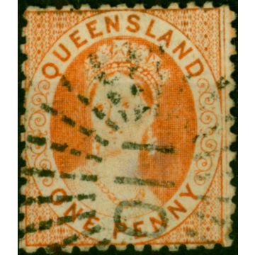 Queensland 1876 1d Pale Orange-Vermilion SG95 Fine Used (2) 