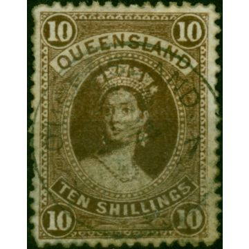 Queensland 1882 10s Brown SG155 Fine Used