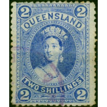 Queensland 1882 2s Bright Blue SG152 Fine Used Fiscal Cancel 