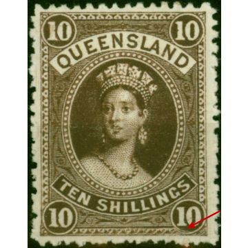 Queensland 1886 10s Brown SG160Var 'Re-Entry' Fine & Fresh MM 