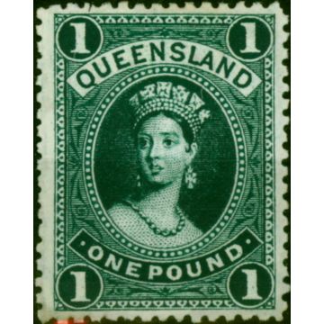 Queensland 1886 £1 Deep Green SG161 Fine & Fresh MM 