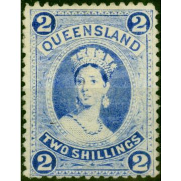 Queensland 1886 2s Bright Blue SG157 Fine & Fresh MM 