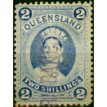 Queensland 1886 2s Bright Blue SG157 Fine Used Fiscal Cancel 