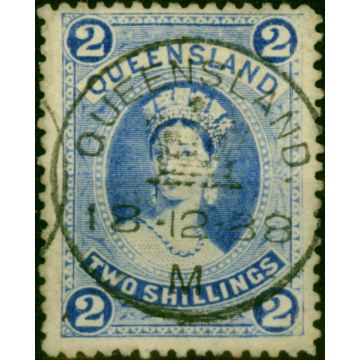 Queensland 1886 2s Bright Blue SG157 V.F.U 