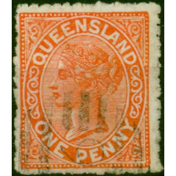 Queensland 1890 1d Vermilion-Red SG187Var 'LA Joined' Fine Used