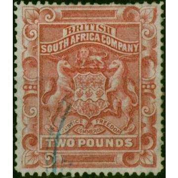 Rhodesia 1892 £2 Rose-Red SG11 Fine Used Fiscal Cancel 
