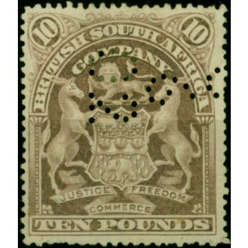 Rhodesia 1901 £10 Lilac SG93 Fine Unused Perfin 