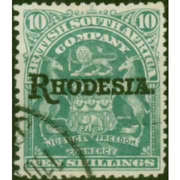 Rhodesia 1909 10s Dull Green SG112 Fine Used