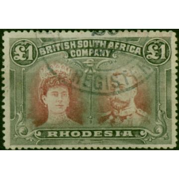 Rhodesia 1910 £1 Red & Black SG179 P.15 Cleaned Fiscal Forged Cancel Fine 
