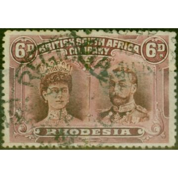Rhodesia 1910 6d Red-Brown & Mauve SG144 Good Used 