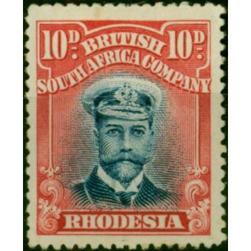 Rhodesia 1913 10d Deep Blue & Carmine-Red SG231 Die II Fine MM (3) 