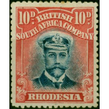 Rhodesia 1913 10d Deep Blue & Carmine-Red SG231 Die II Fine MM (5) 