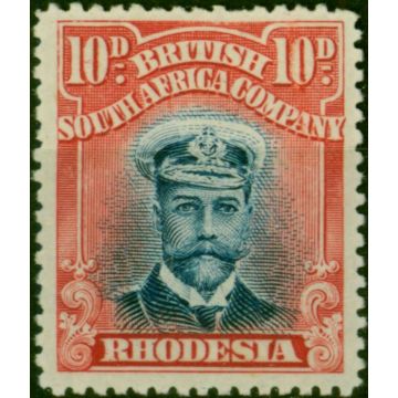 Rhodesia 1913 10d Deep Blue & Carmine-Red SG231 Die II Fine VLMM 