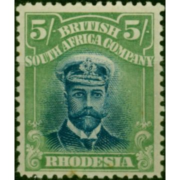 Rhodesia 1913 5s Deep Blue & Yellow-Green SG238 Fine MNH 