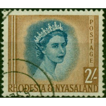 Rhodesia & Nyasaland 1954 2s Deep Blue & Yellow-Brown SG11 V.F.U 