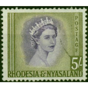 Rhodesia & Nyasaland 1954 5s Violet & Olive-Green SG13 Fine Used