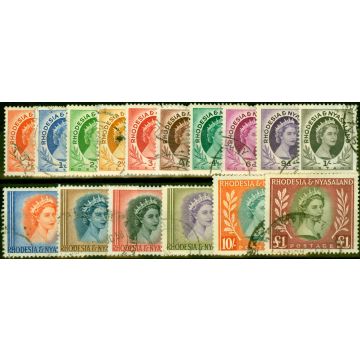 Rhodesia & Nyasaland 1954 Set of 16 SG1-15 Fine Used Stamps