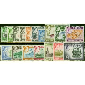 Rhodesia & Nyasaland 1959-62 Extended Set of 17 SG18-31 Both Coils Fine & Fresh LMM