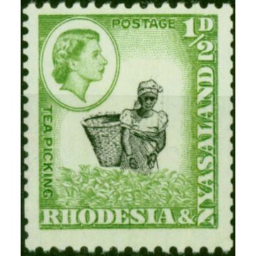 Rhodesia & Nyasaland 1959 1/2d Black & Light Green Coil SG18a Fine MNH 