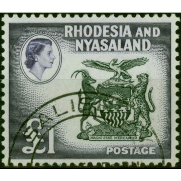 Rhodesia & Nyasaland 1959 £1 Black & Deep Violet SG31 V.F.U