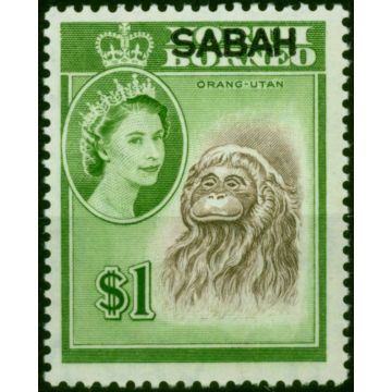 Sabah 1964 $1 Brown & Yellow-Green SG420 Fine VLMM 