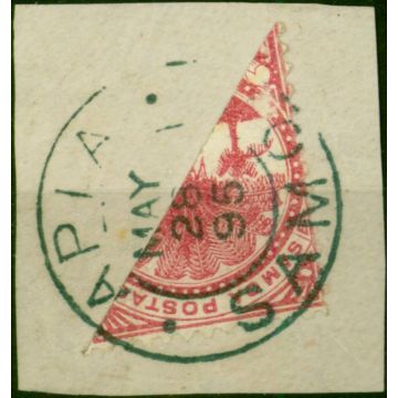 Samoa 1886 1s Rose-Carmine SG25a Bisected on Piece V.F.U 