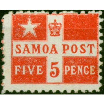 Samoa 1895 5d Dull Red SG72 P.11 Fine & Fresh MM 