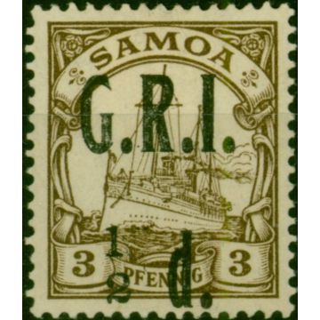 Samoa 1914 1/2d on 3pf Brown SG101b 'No Fraction Bar' Fine MM 