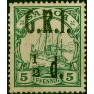 Samoa 1914 1/2d on 5pf Green SG102a 'No Fraction Bar' Ave Mint Filler Torn 