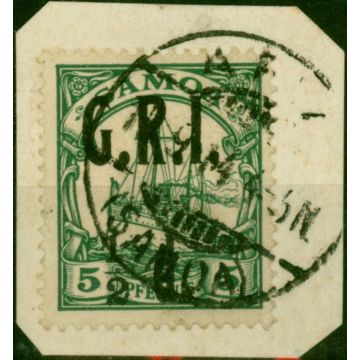 Samoa 1914 1/2d on 5pf Green SG102c 'Comma after I' V.F.U on Piece