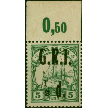 Samoa 1914 1/2d on 5pf Green SG102e '1 to Left of 2' V.F MNH Marginal