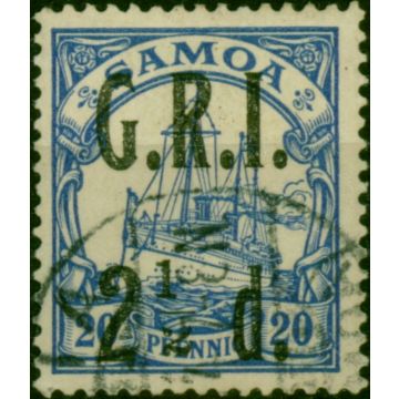 Samoa 1914 2 1/2d on 20pf Ultramarine SG104b '1 to Left of 2' V.F.U