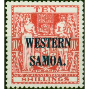 Samoa 1941 10s Pale Carmine-Lake SG194b Fine LMM