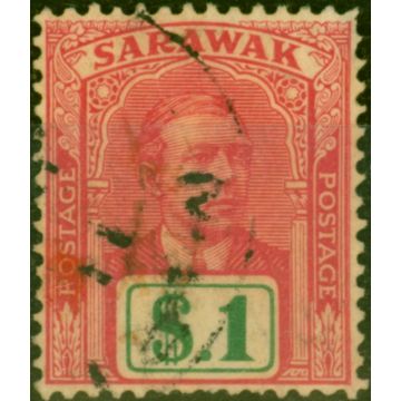 Sarawak 1918 $1 Brt Rose & Green SG61 Good Used 