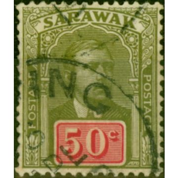 Sarawak 1918 50c Olive-Green & Carmine SG60 Fine Used