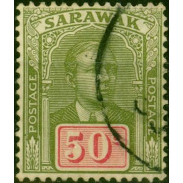 Sarawak 1928 50c Olive-Green & Carmine SG89 Fine Used