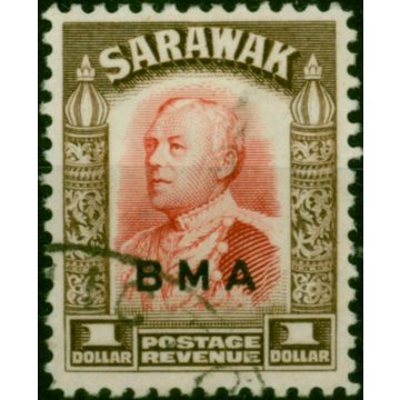 Sarawak 1945 BMA $1 Scarlet & Sepia SG140 V.F.U 