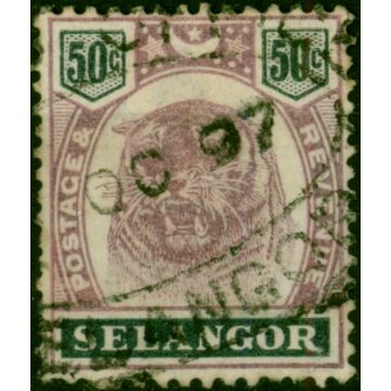 Selangor 1896 50c Dull Purple & Greenish Black SG59 Good Used 