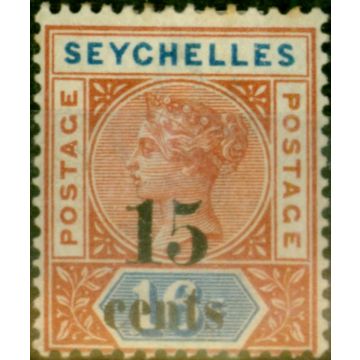 Seychelles 1893 12c on 16c Chestnut & Blue SG19 Fine MM 