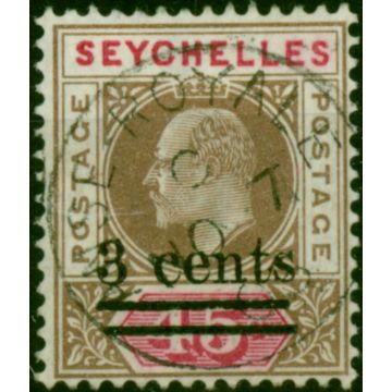 Seychelles 1903 3c on 45c Brown & Carmine SG59 V.F.U 'Royale NO 7 05 CDS' 