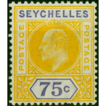 Seychelles 1906 75c Yellow & Violet SG68 Fine & Fresh LMM 