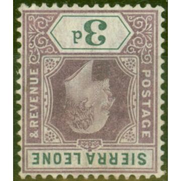 Sierra Leone 1904 3d Dull Purple & Grey SG91w Wmk Inverted Fine Mtd Mint 