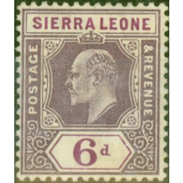 Sierra Leone 1908 6d Dull & Brt Purple SG107 Fine Mtd Mint 