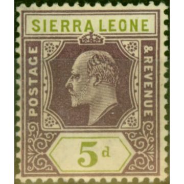 Sierra Leone 1909 5d Purple & Olive-Green SG106 Fine Lightly Mtd Mint 