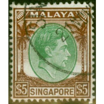 Singapore 1948 $5 Green & Brown SG15 Fine Used