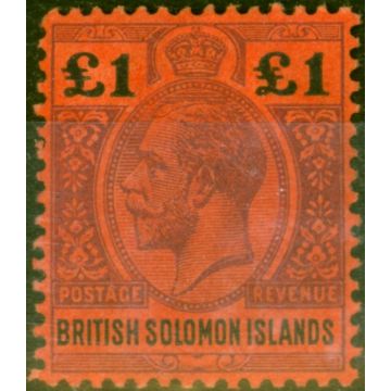 Solomon Islands 1914 £1 Purple & Black-Red SG38 Fine & Fresh Mtd Mint