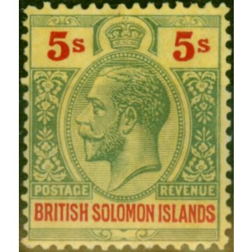 Solomon Islands 1927 5s Green & Red-Pale Yellow SG51 Fine LMM