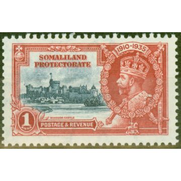 Somaliland 1935 1a Dp Blue & Scarlet SG86m Bird by Turret V.F Very Lightly Mtd Mint 