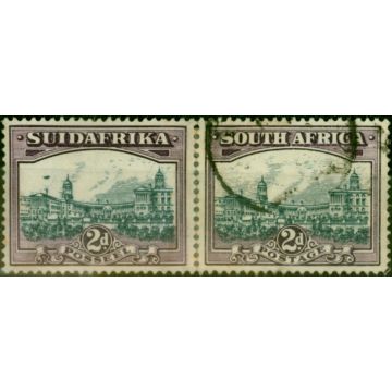 South Africa 1931 2d Slate-Grey & Lilac SG44d 'Airship Flaw' Fine Used Rejoined Pair 